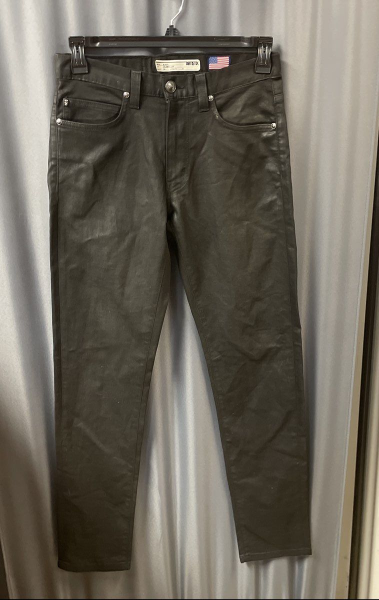 Artistix Men's Black Coated Skinny Leg Jeans Cross Embroidery Signature Sz 30x32