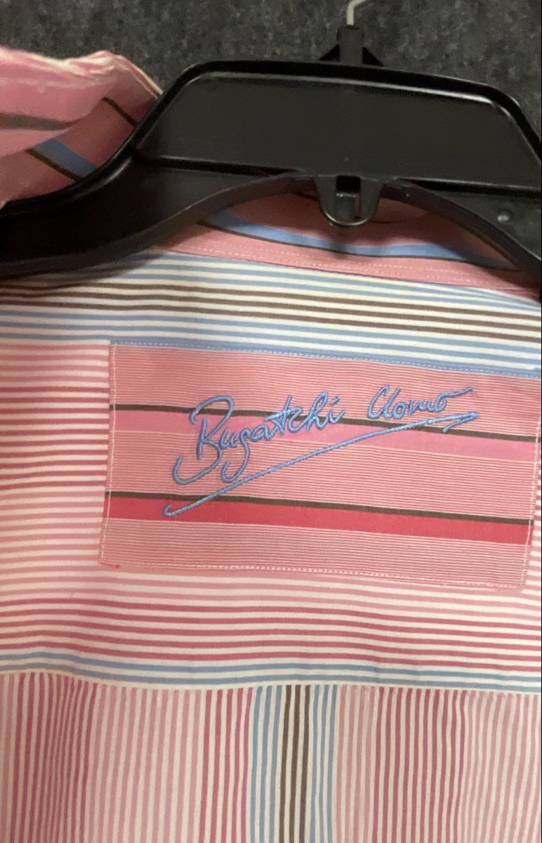 Bugatchi Uomo Men's Pink Striped Long Sleeve Button Down Shirt Multi-color