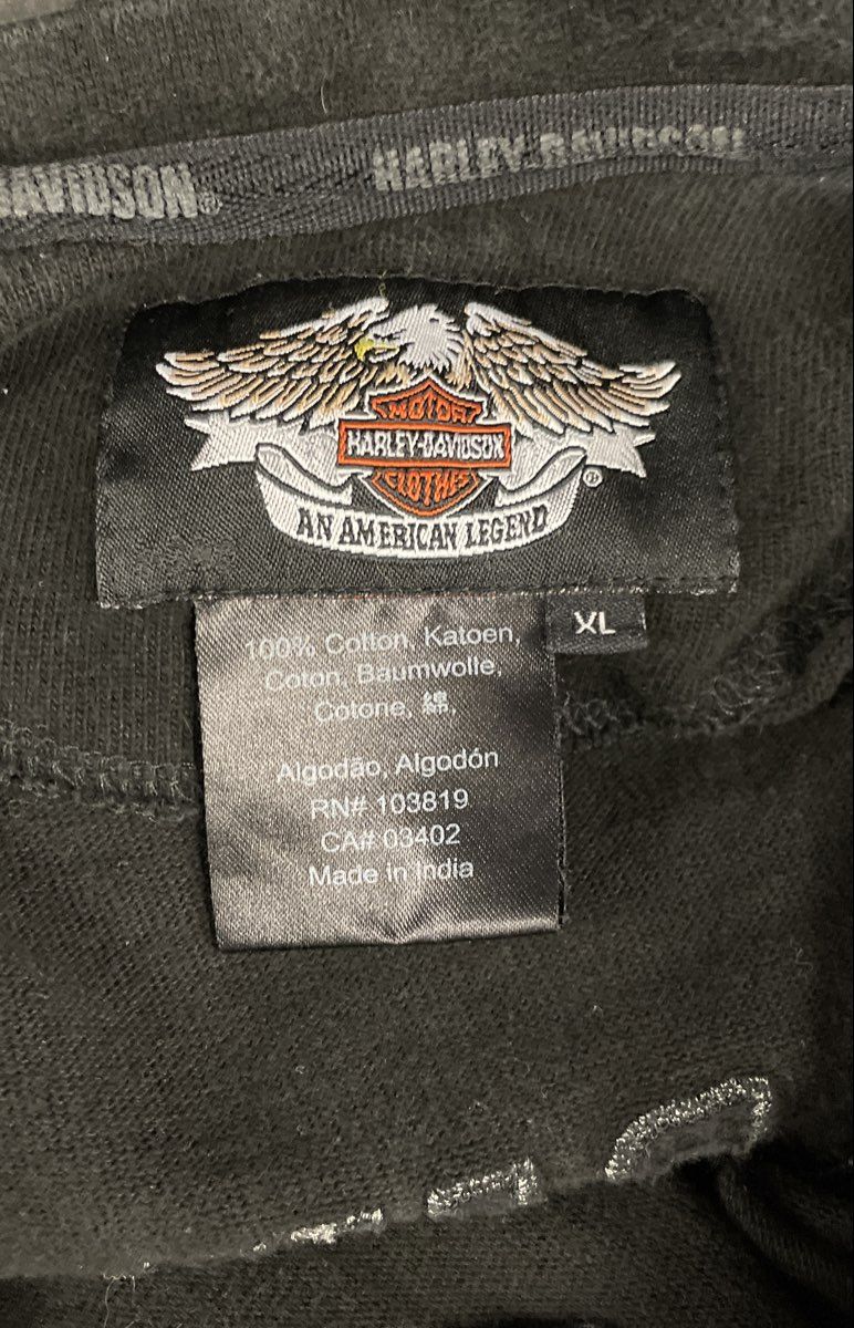 Harley-Davidson Motorcycles Long Sleeve V-Neck Jersey Shirt Black Grey Sz XL