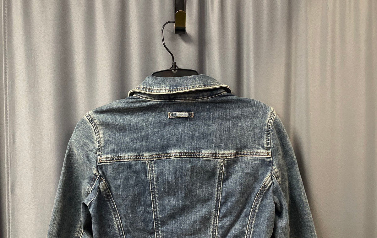 White House Black Market Women's Peplum Denim Jacket Blue NWT Size XXS