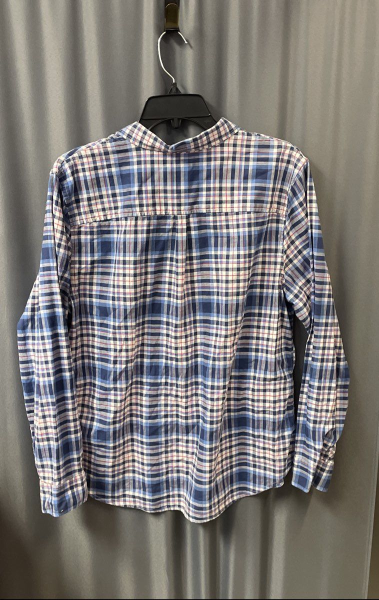 L.L. Bean Women's Long Sleeve Plaid Button Down Shirt Blue Red Sz XL