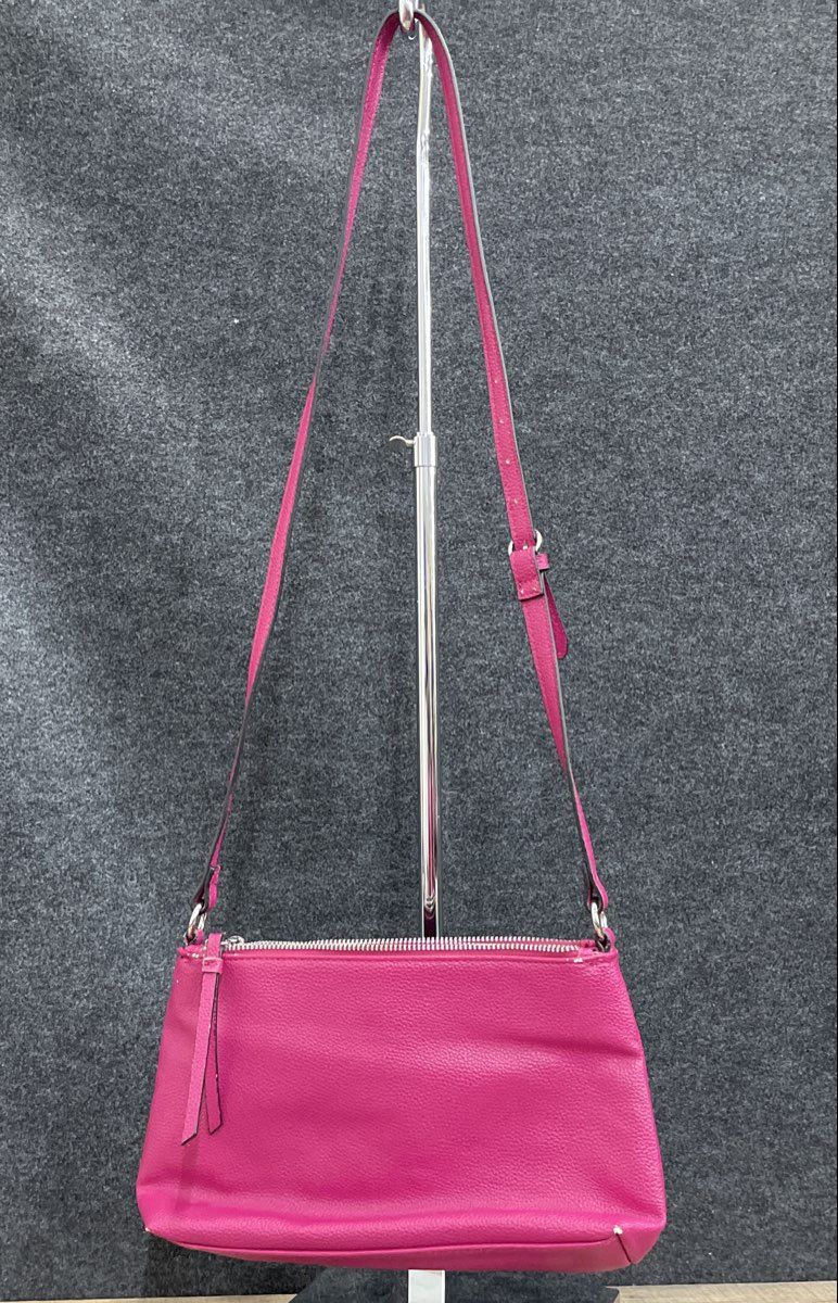 Dana Buchman Purple Leather Crossbody Bag Silver Hardware Adjustable Strap