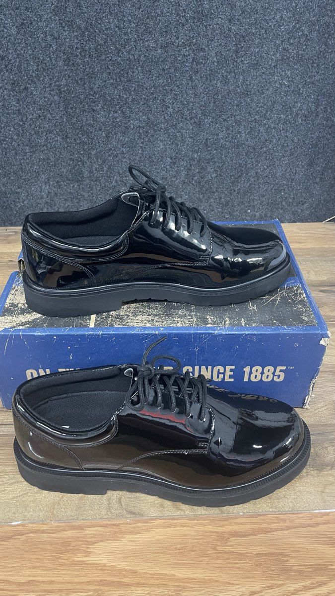 Bates High Gloss Duty Oxford Black Uniform Shoes New In Box Size 10.5