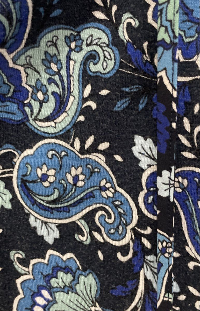 LOFT Women's Blue Paisley Short Sleeve Mixed Media Blouse Sz L