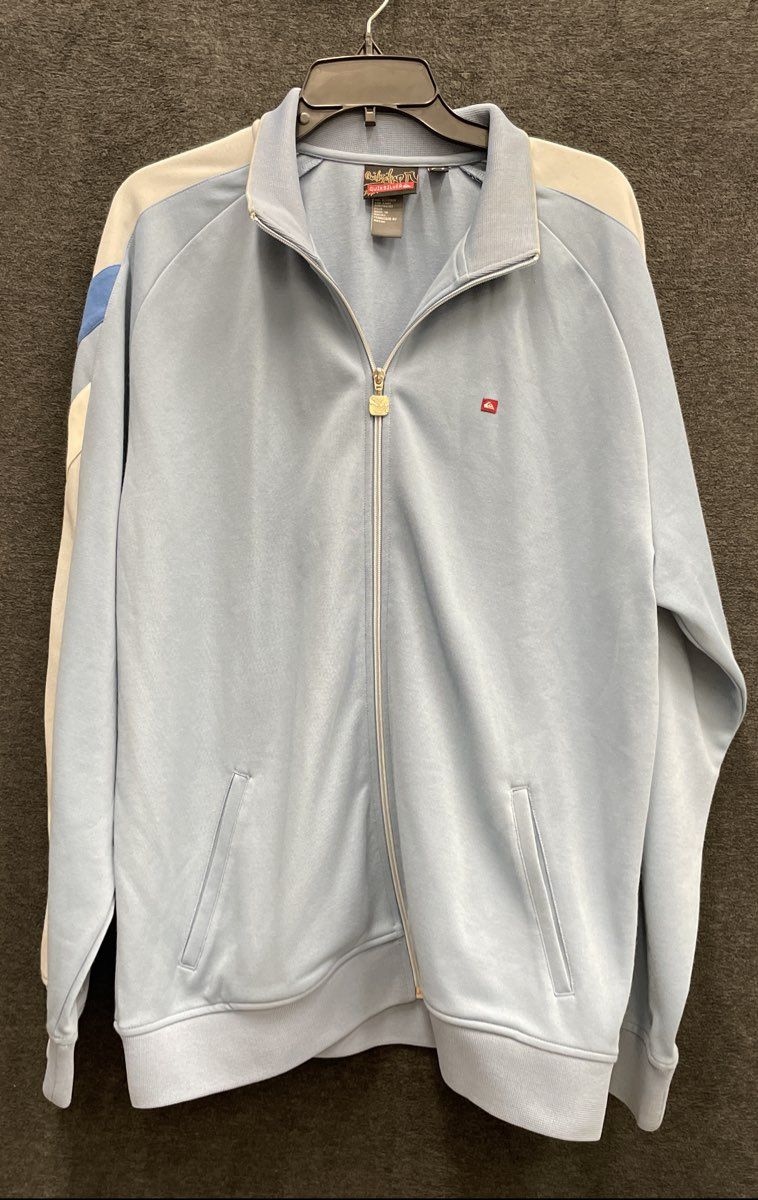 Quiksilver Men's Vintage 90s Track Jacket Light Blue Full Zip Striped Sz XL