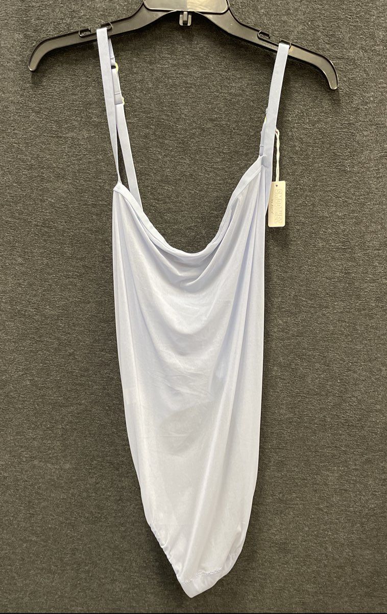 Aerie Women's Smoothez Draped Mesh Cowl Neck Bodysuit Blue NWT Sz XXL
