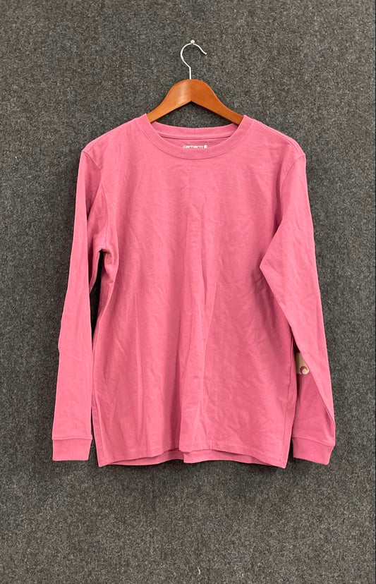 Carhartt Women's Pink Loose Fit Long Sleeve Logo Graphic T-Shirt Sz M 8-10