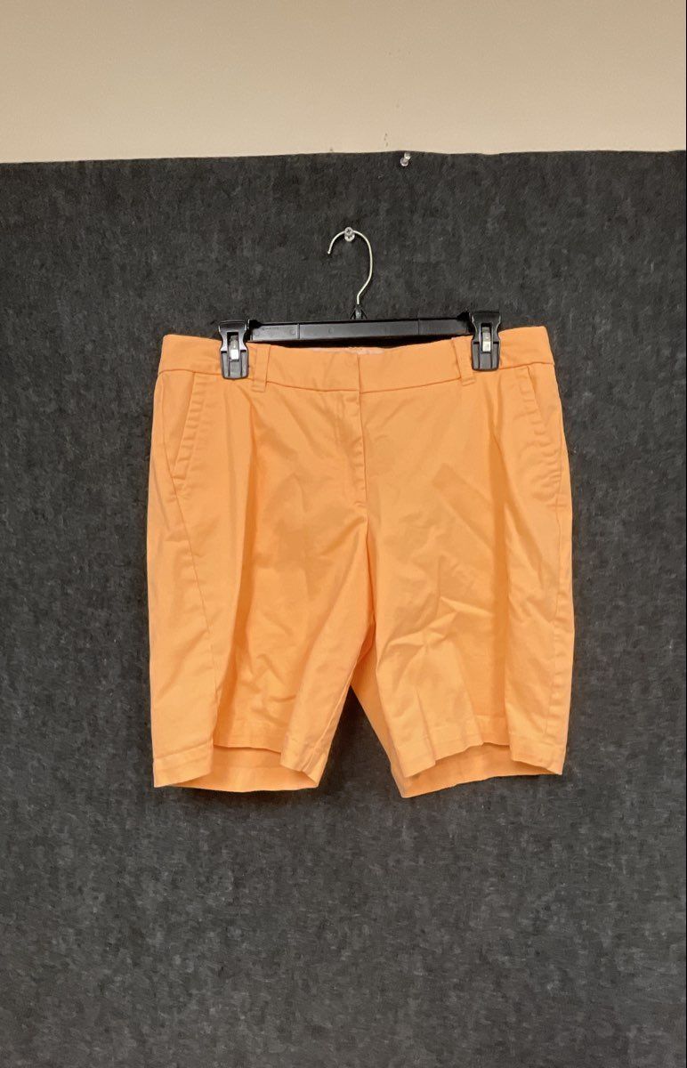 Crown & Ivy Women's Caroline Chino Shorts Orange Peach Solid Sz 10