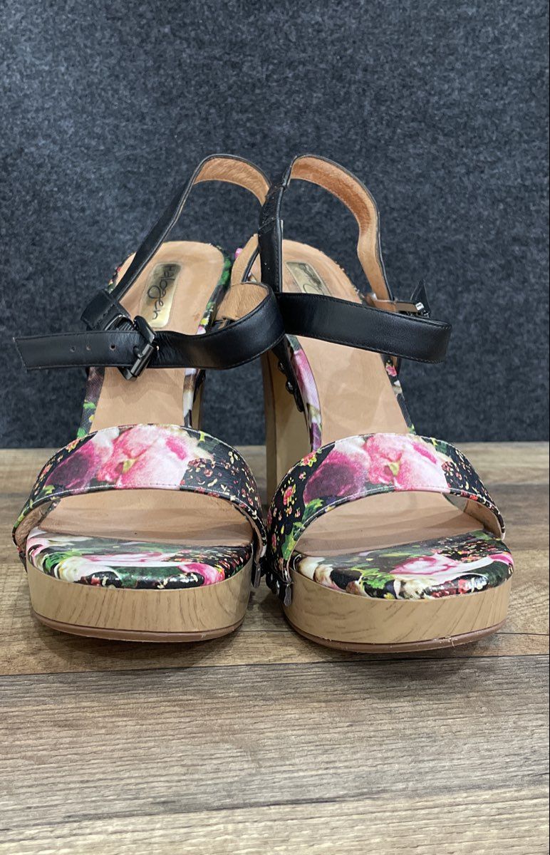 Halogen Cream Flower Design Floral Platform Slingback Heels Size 9M