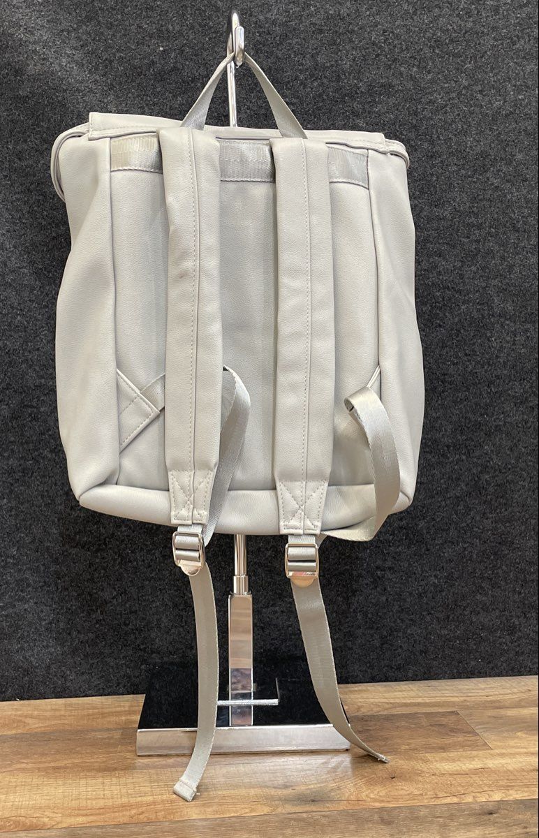 Rodan + Fields Light Blue Leather Flap Top Backpack Silver Hardware