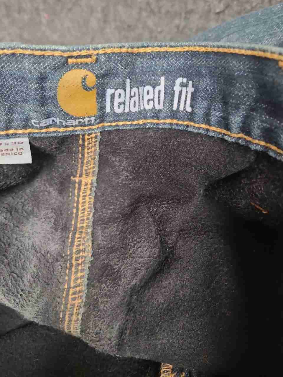 Carhartt Men's Relaxed Fit Fleece Lined Blue Denim Jeans Sz 33x30