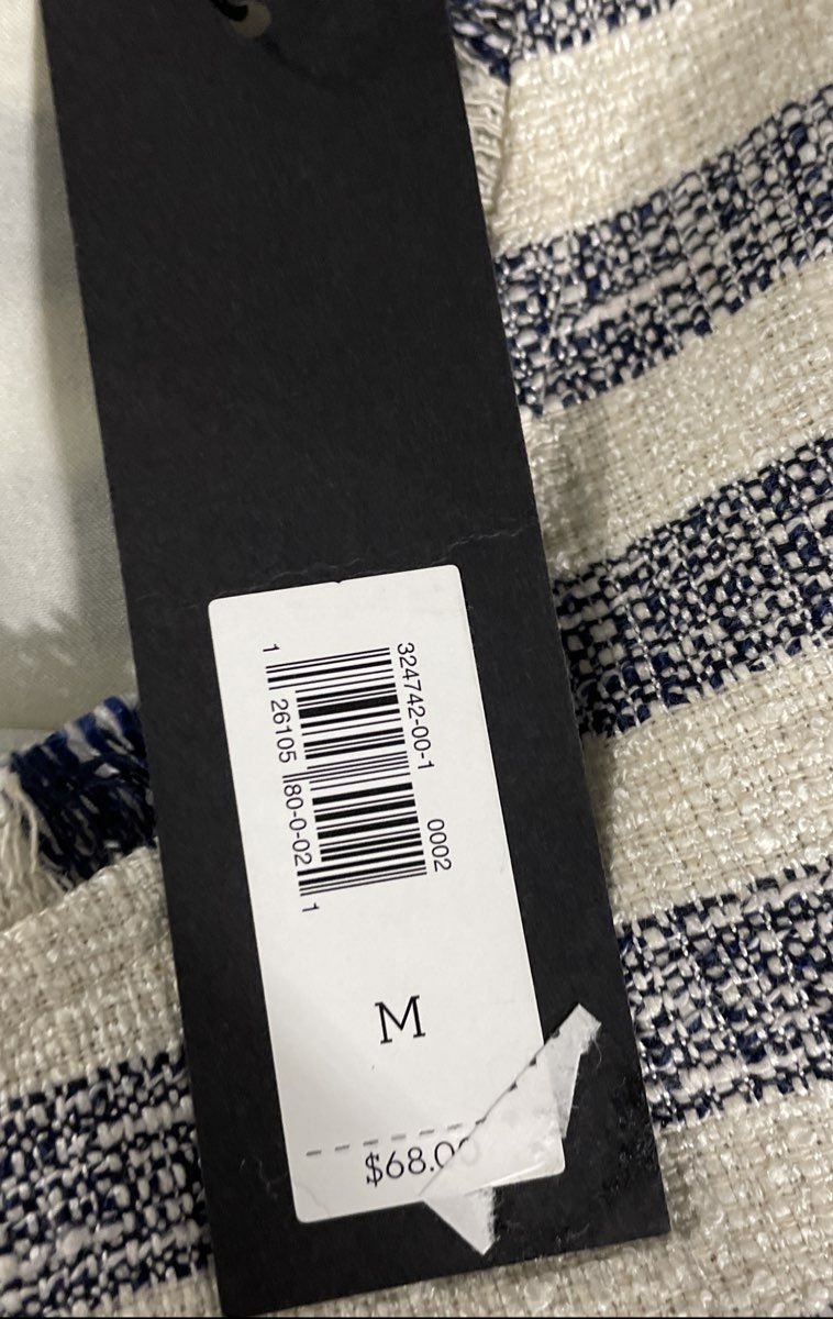 Banana Republic Women's Blue White Striped Sleeveless Fringed Top Sz M NWT