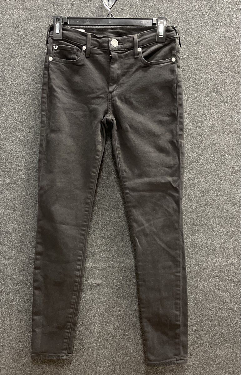 True Religion Women's Mid Rise Super Skinny Jeans Black Sz 27