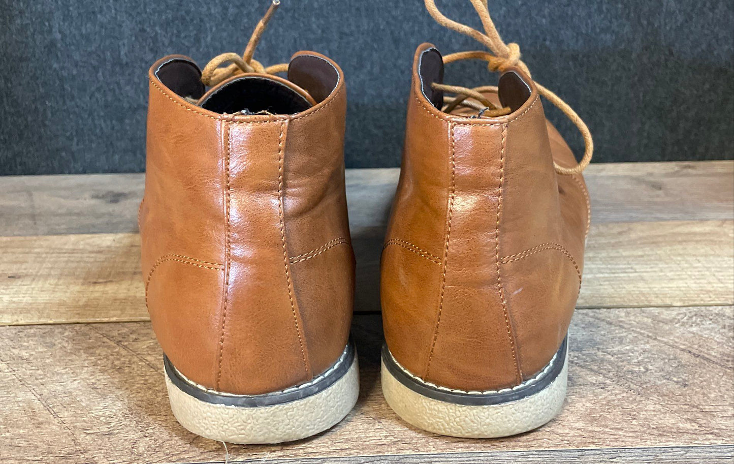 London Fog Broadstreet Brown Faux Leather Chukka Desert Boots Men's Size 13M