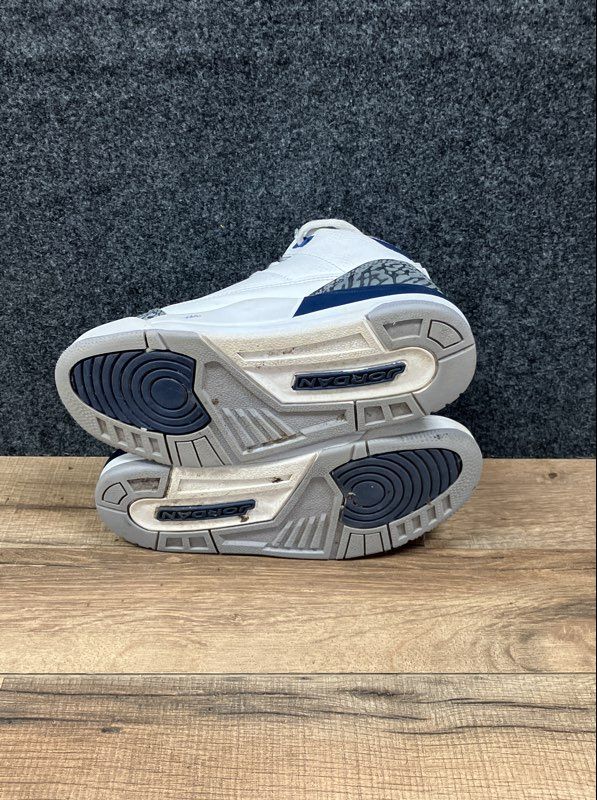 Nike Air Jordan 3 Retro Midnight Navy White Cement Youth Sneakers Size 2Y