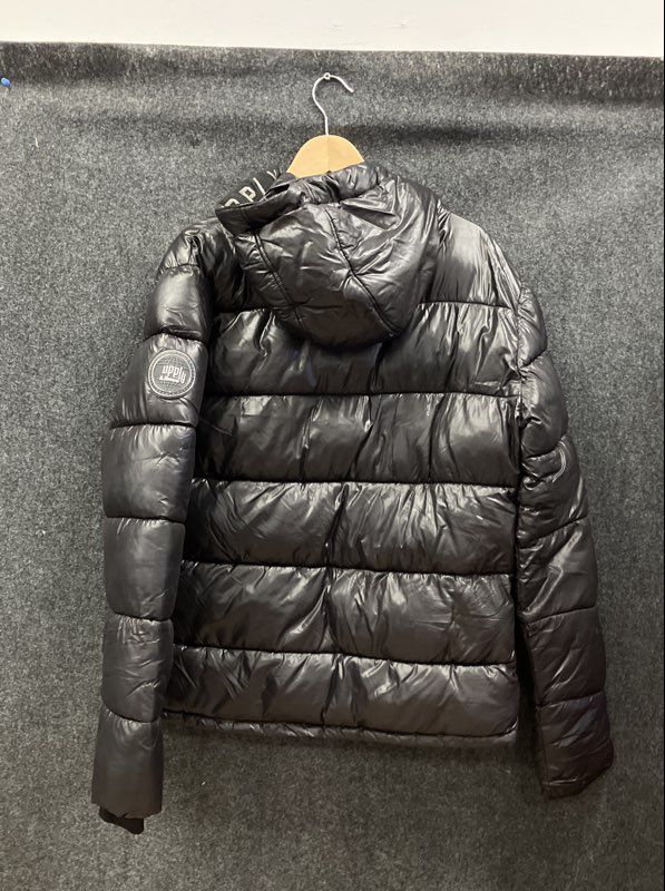 Supply & Demand Men's Black Hooded Puffer Jacket Streetwear Full Zip Sz M