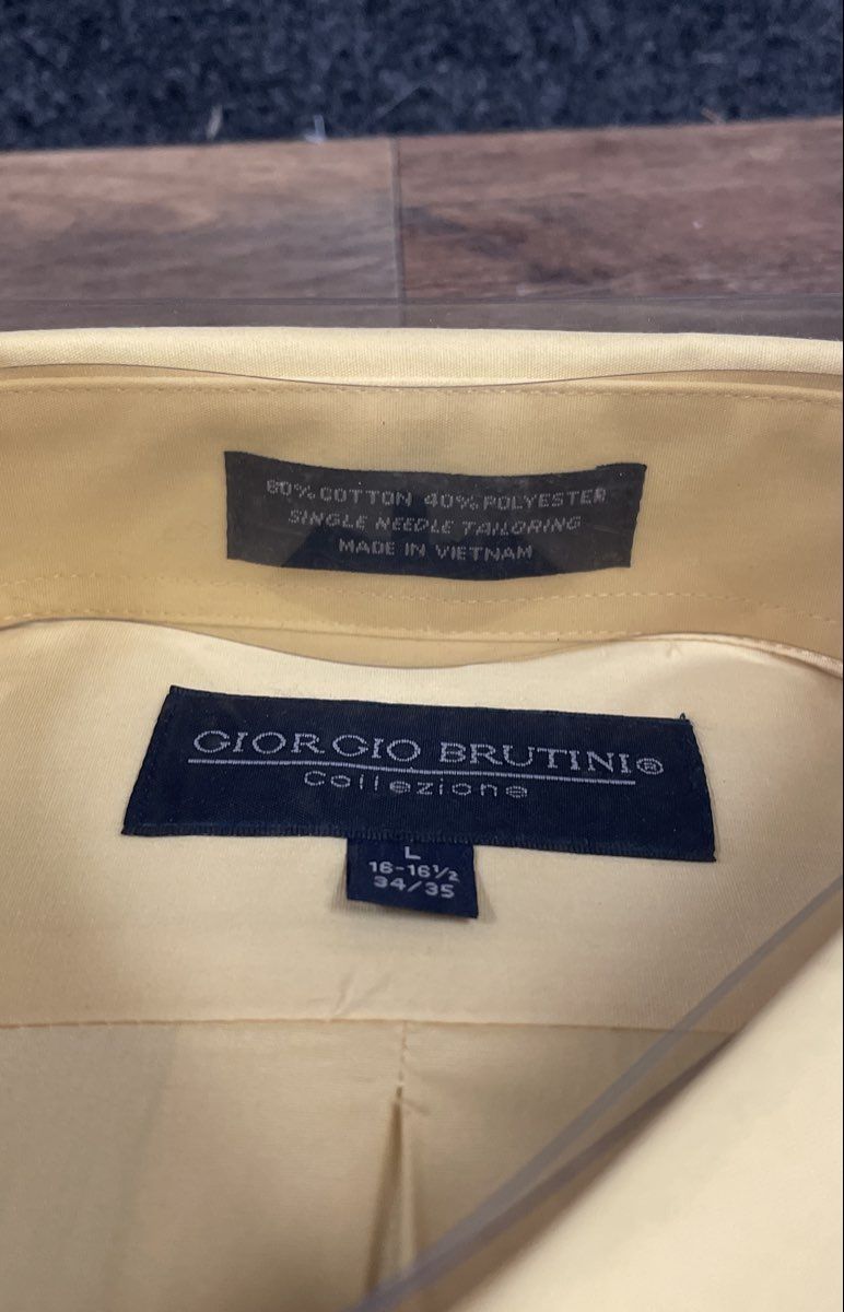 Giorgio Brutini Men's Yellow Dress Shirt Tie Box Set Sz L 16-16.5 34/35 NWT