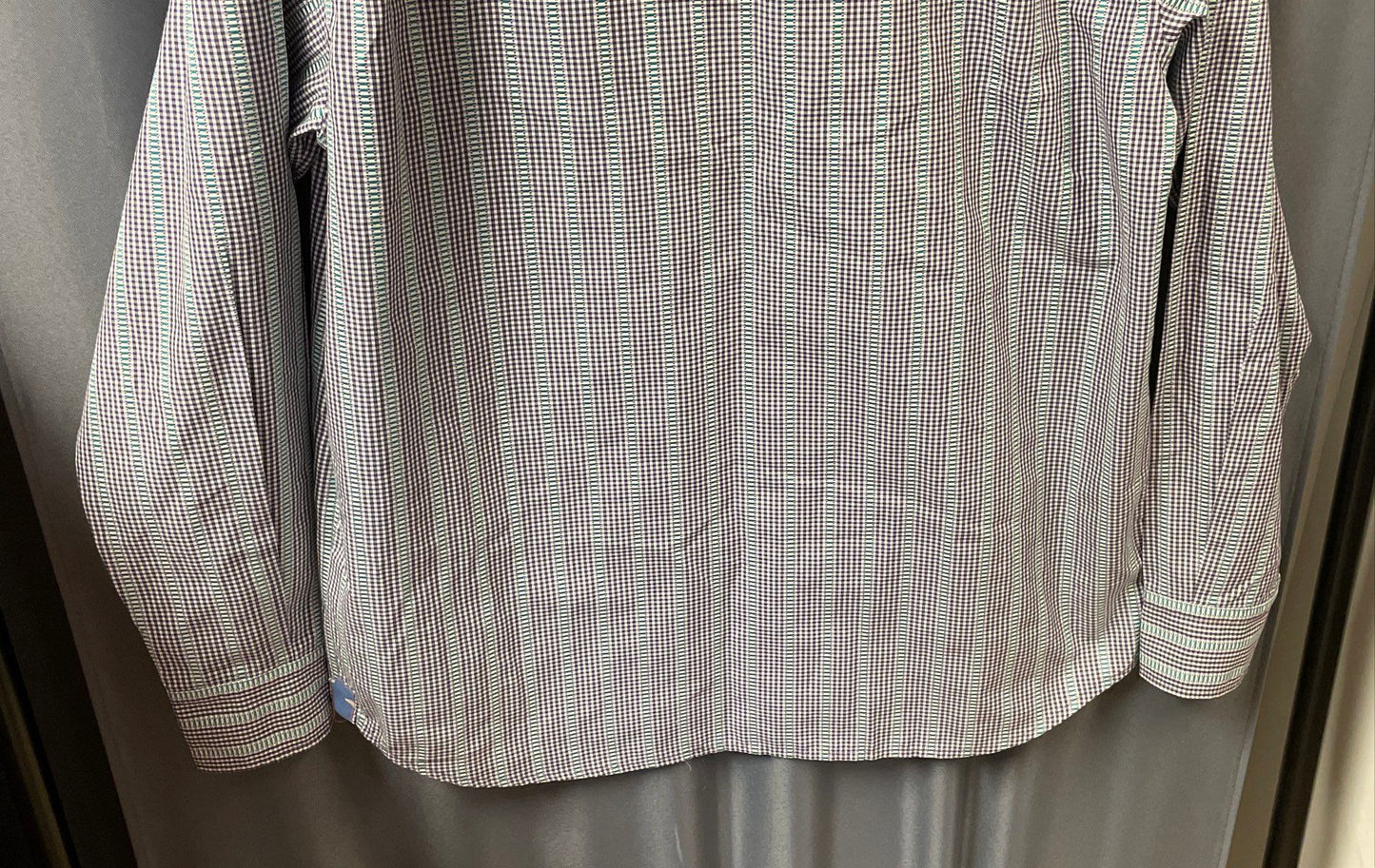 Tommy Bahama Men's Green Black Gingham Textured Stripe Button Down Shirt Sz M