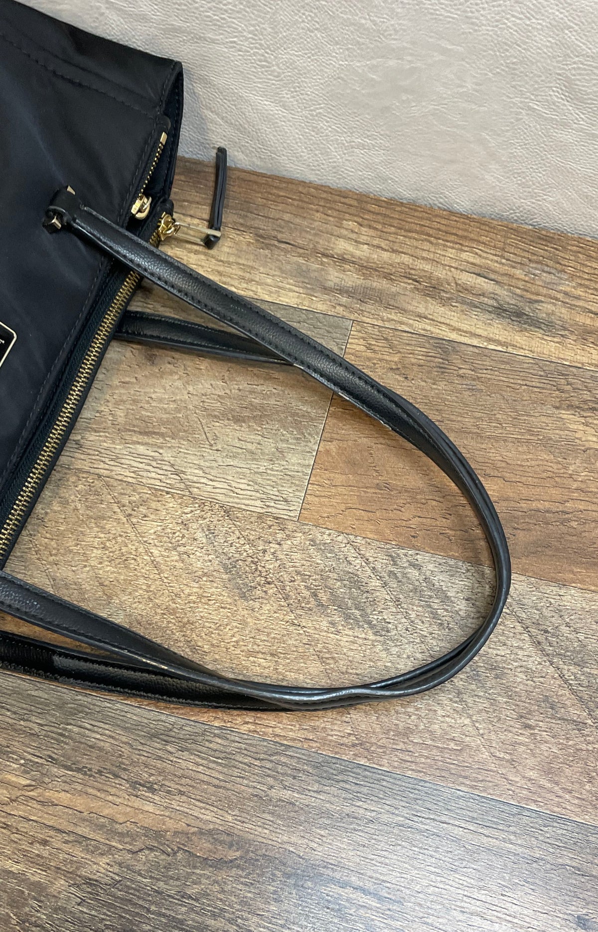 Kate Spade Black Nylon Shoulder Tote Bag Gold Tone Hardware