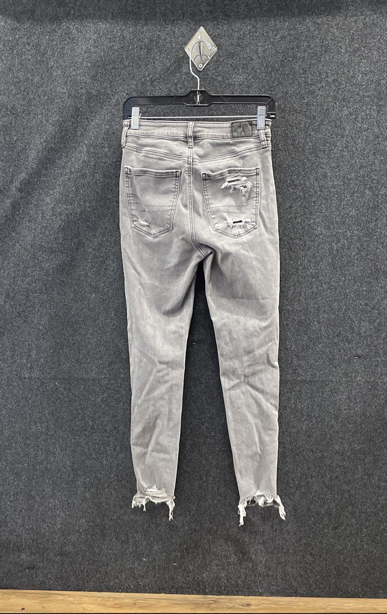 American Eagle Women's Grey Next Level Stretch Distressed Raw Hem Jeans Sz 6S