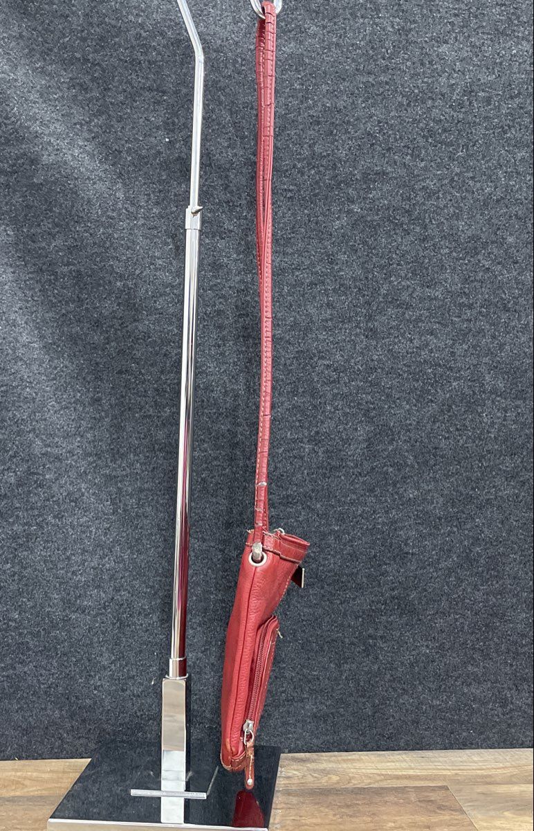 Tignanello Red Pebbled Leather Crossbody Bag Handbag Silver Hardware