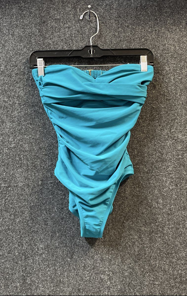 Kona Sol Women's Teal Ruched Bandeau One Piece Swimsuit NWT Sz S