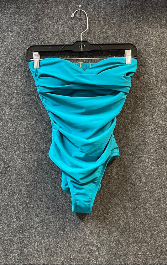 Kona Sol Women's Teal Ruched Bandeau One Piece Swimsuit NWT Sz S