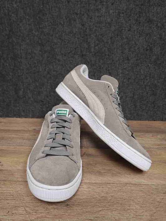 Puma Suede Classic Steel Grey White Sneakers Men's Size 8.5