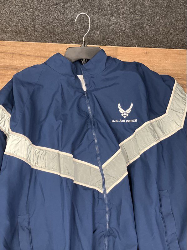 Vintage US Air Force Men's Navy Reflective Chevron PT Windbreaker Jacket Sz 3XL