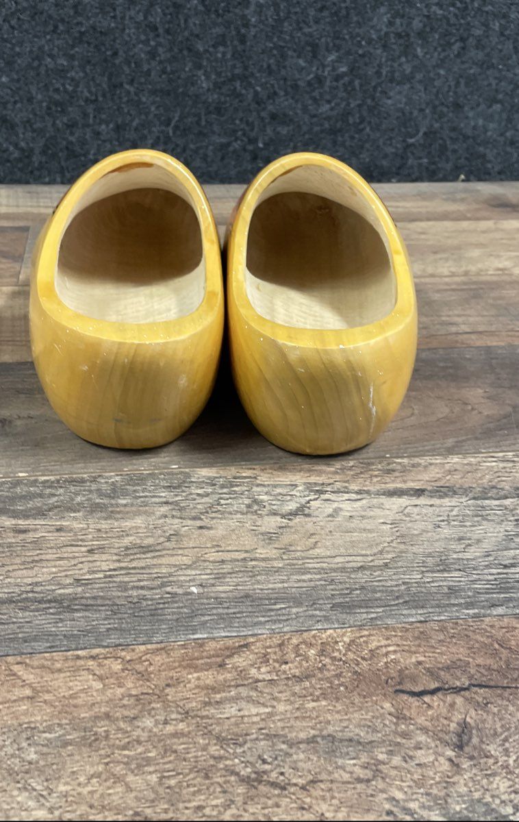 Dutch Hand Painted Wooden Shoes Klompen Orange Spiral Design Size EU 34-35