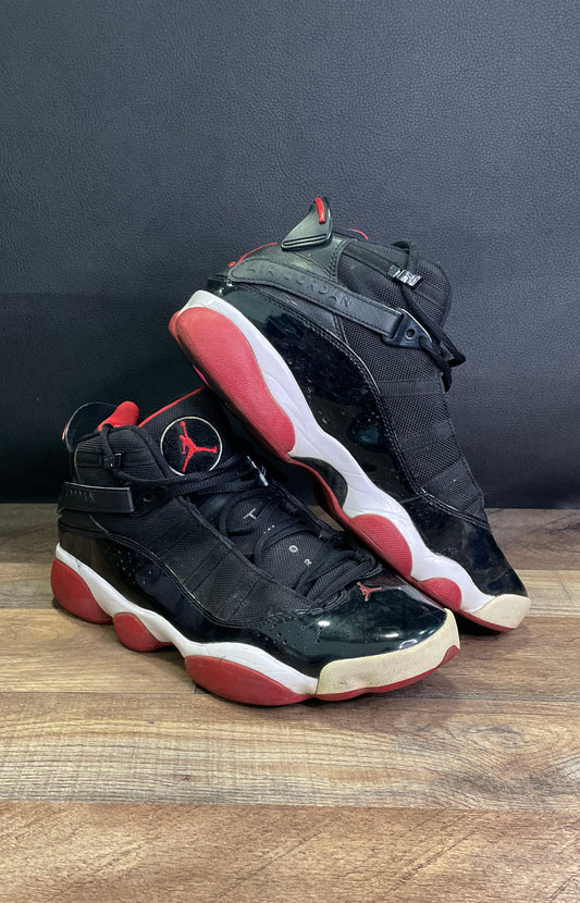 Nike Air Jordan 6 Rings Black Varsity Red White Basketball Shoes Men's Size 10