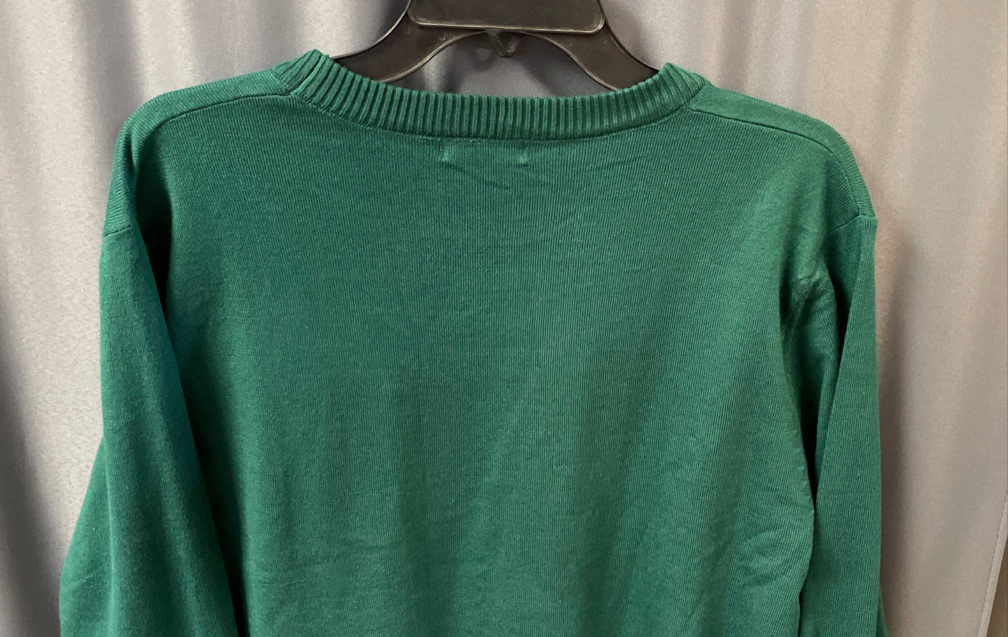 Coofandy Men's Green Crewneck Sweater Ribbed Knit Polyester Pullover Sz L