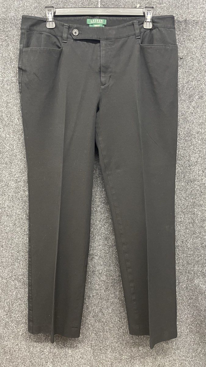 Lauren Ralph Lauren Women's Black Adelle Straight Leg Stretch Pants Sz 14