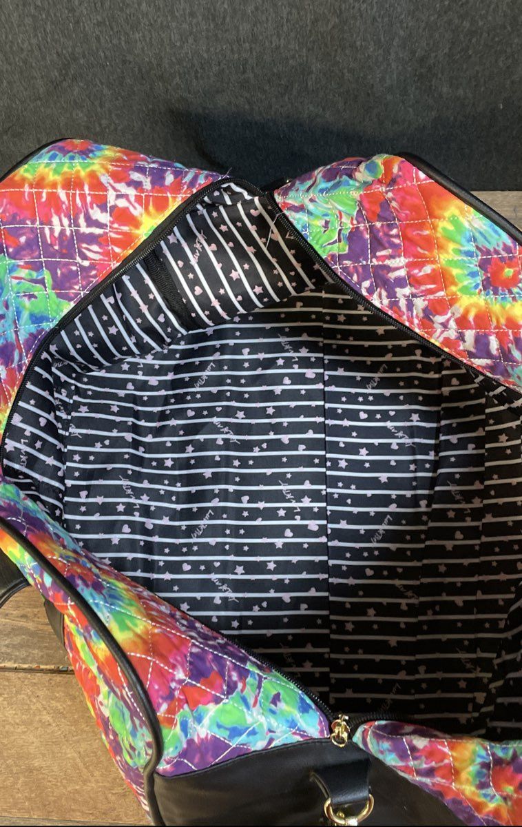 Luv Betsey by Betsey Johnson Rainbow Tie Dye Quilted Duffle Bag Weekend Travel