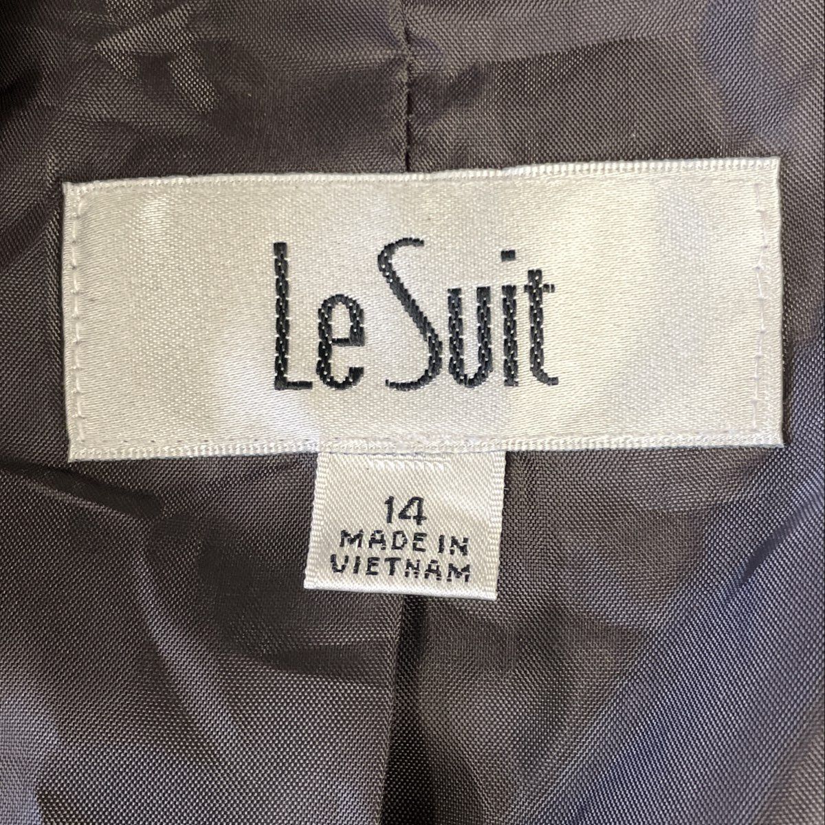 Le Suit Women's Blazer Jacket Black White Houndstooth Piping Trim Sz 14