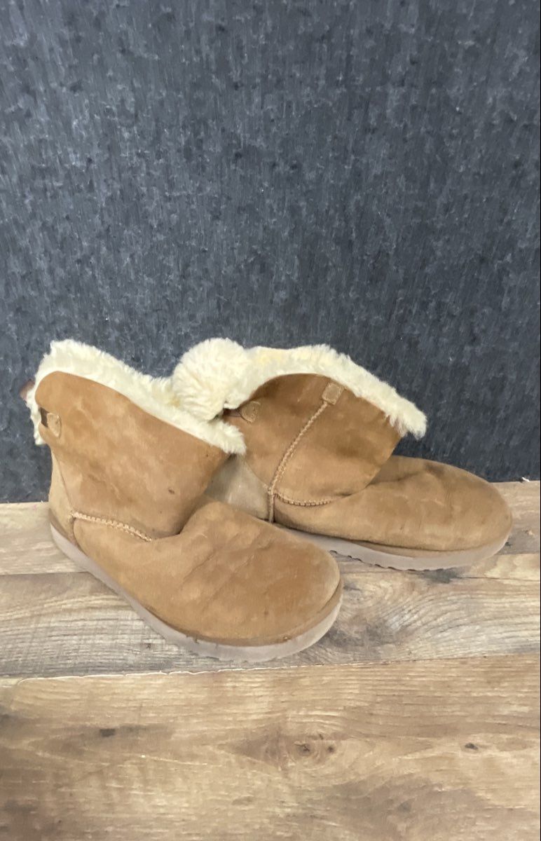 UGG Mini Bailey Bow Chestnut Suede Sheepskin Boots Women's Size 11