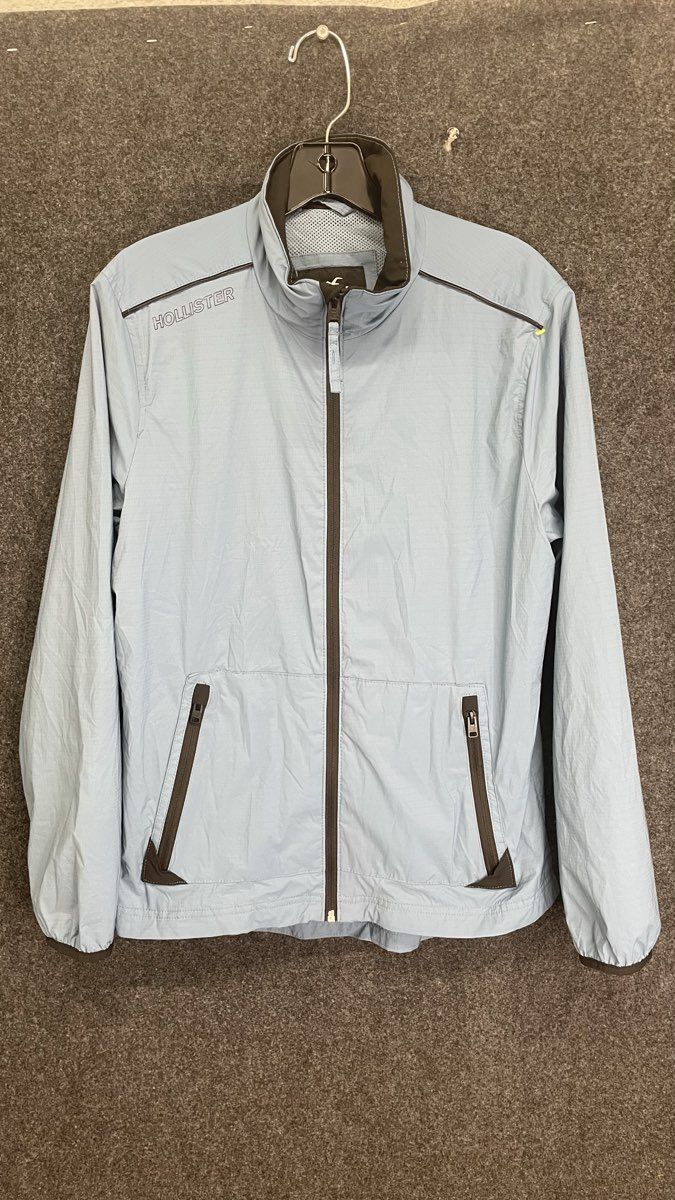 Hollister Men's Windbreaker Jacket Light Blue Epic Flex Full Zip Sz S