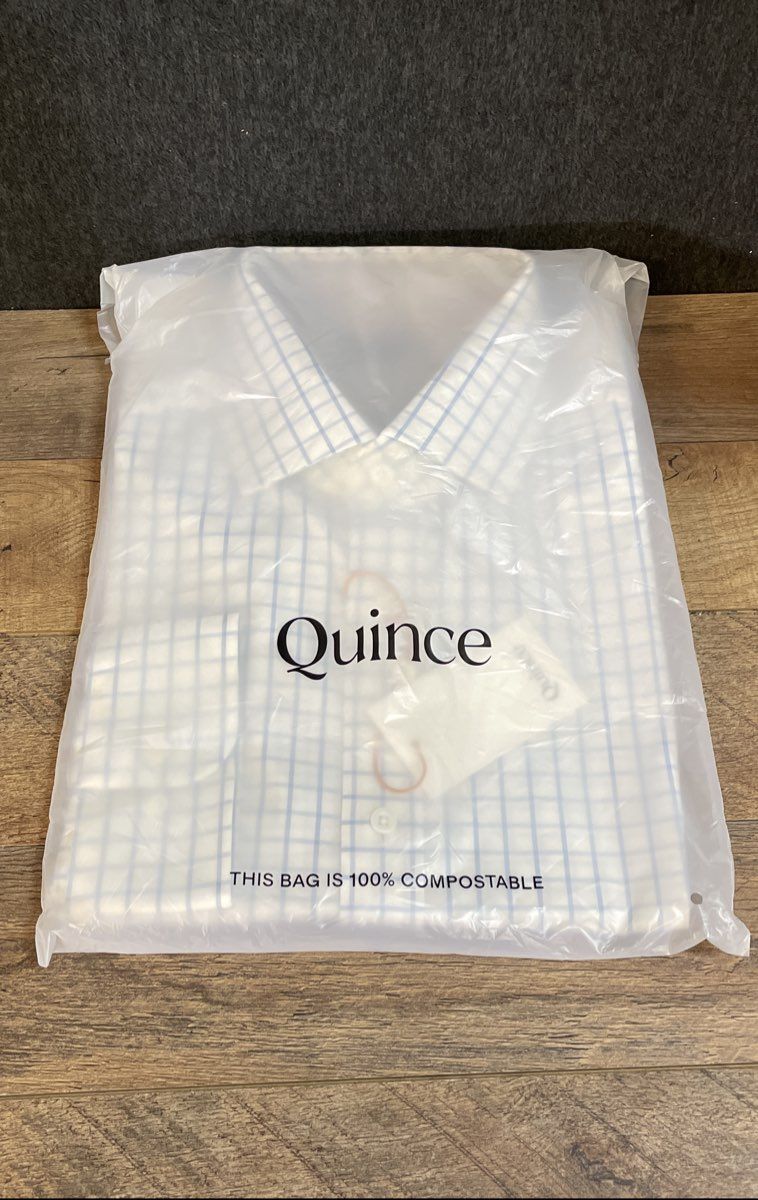 Quince Men's Lot of 2 Organic Cotton Stretch Twill Dress Shirts Blue Check XXL