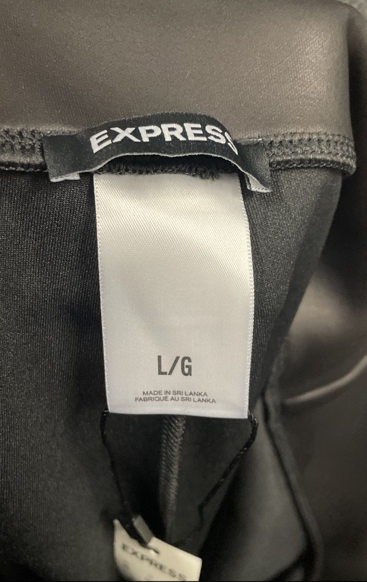 Express Women's Black Faux Leather High Rise Leggings Size Large NWT