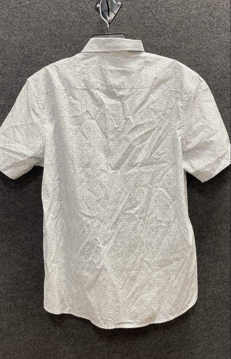 Michael Kors Men's Short Sleeve Button Up Shirt White Blue Floral Slim Fit Sz L