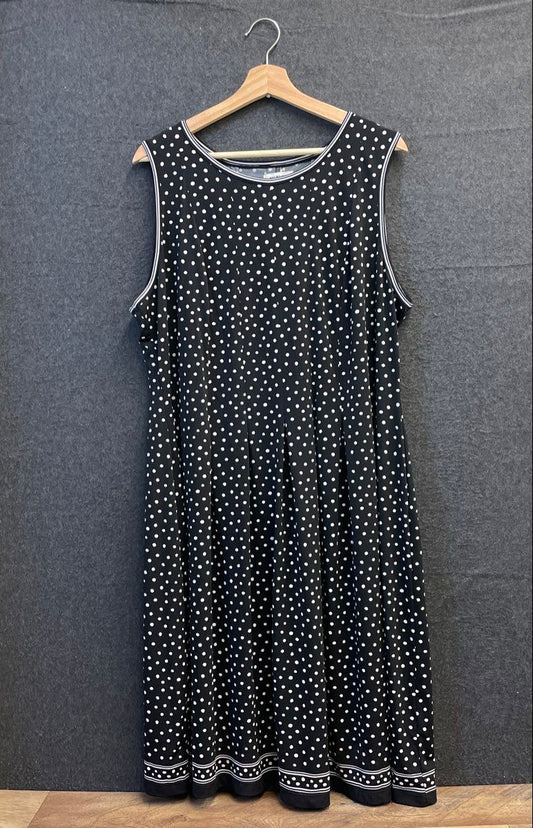 Max Studio Women's Black Polka Dot Sleeveless A-Line Midi Dress Sz 2X