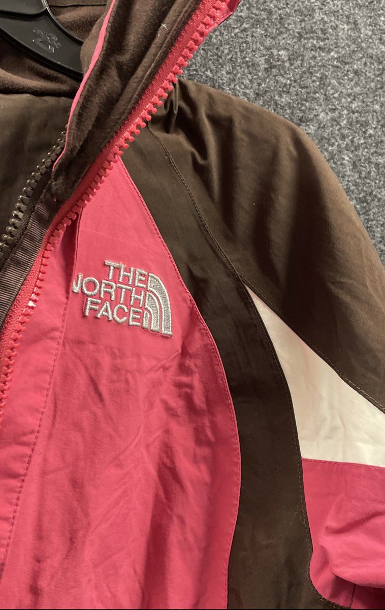 The North Face Women's Brown Pink Colorblock Hooded Rain Jacket Full Zip Sz M