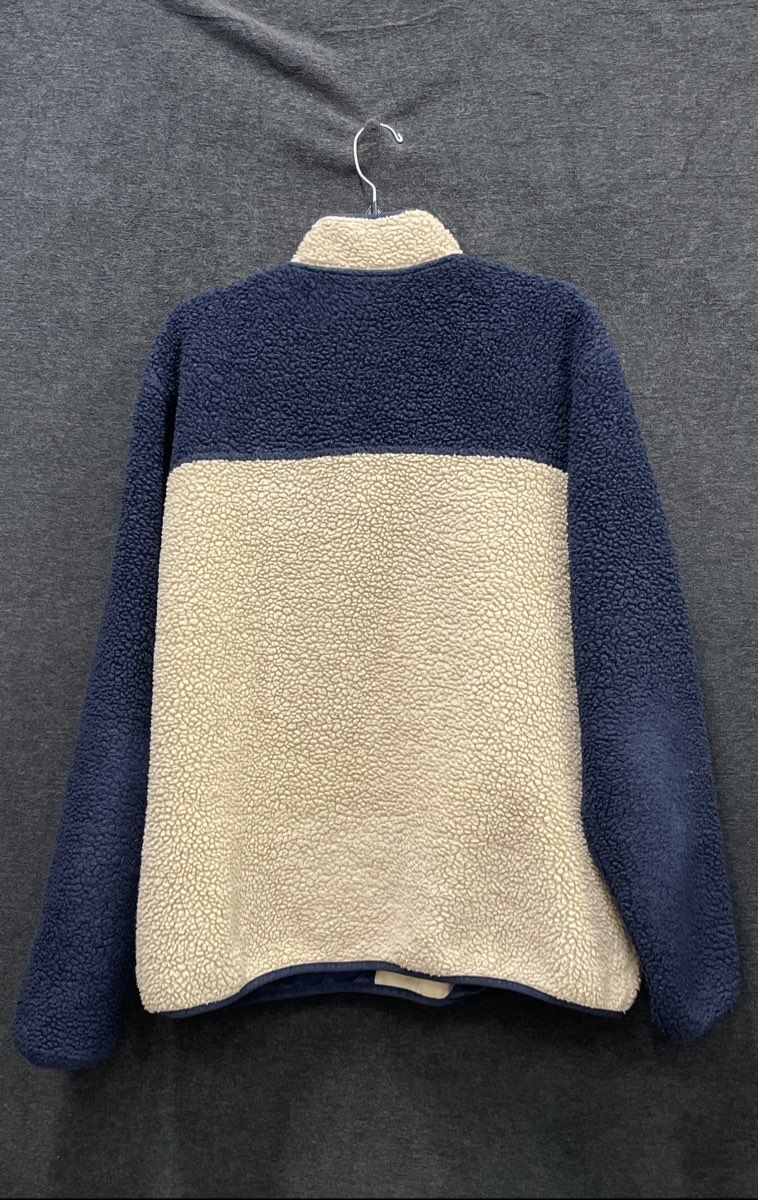 Orvis Men's Sherpa Pile Fleece Pullover Navy Blue Cream Colorblock Snap Neck XL