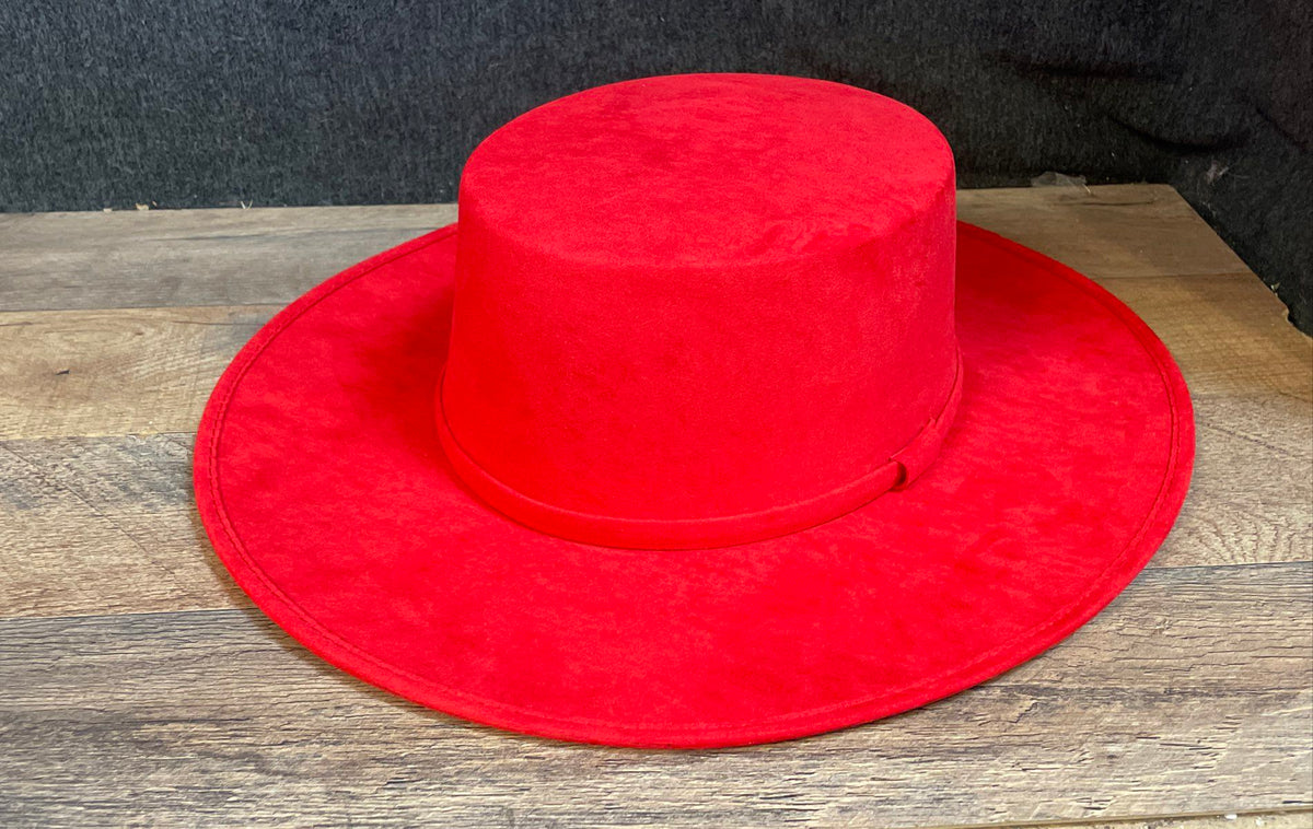 LF Collection Unisex Red Wide Brim Felt Bolero Hat Made in Mexico XL