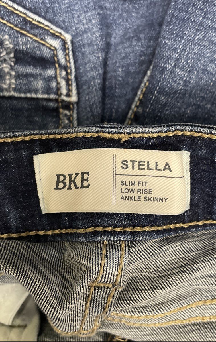 BKE Women's Stella Blue Distressed Slim Low Rise Ankle Skinny Jeans Sz 25