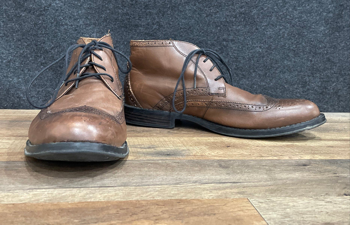 Nunn Bush Olin Brown Leather Wingtip Brogue Chukka Boots Men's Size 8M