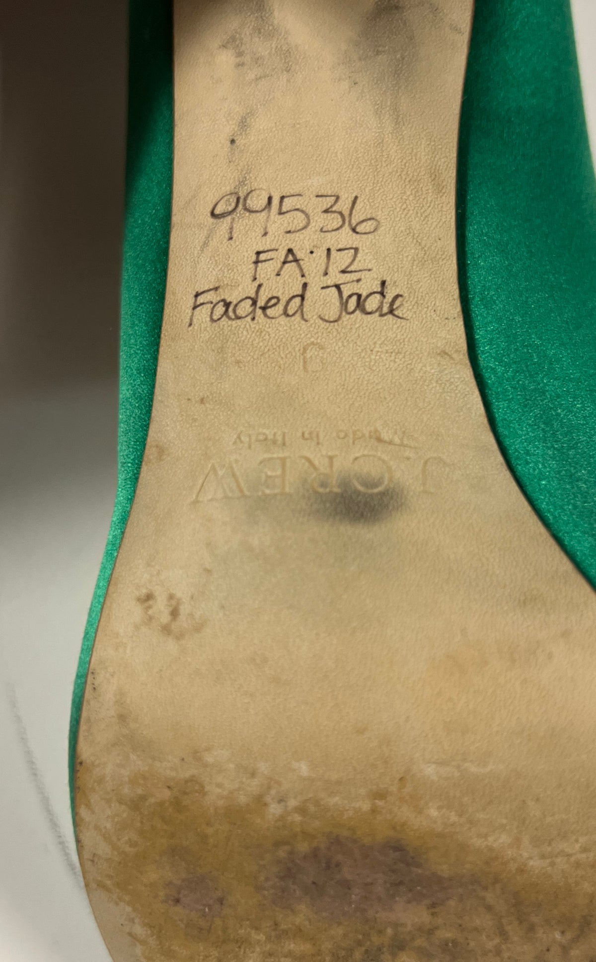 J.Crew Faded Jade Green Black Patent Cap Toe Block Heel Pumps Size 6