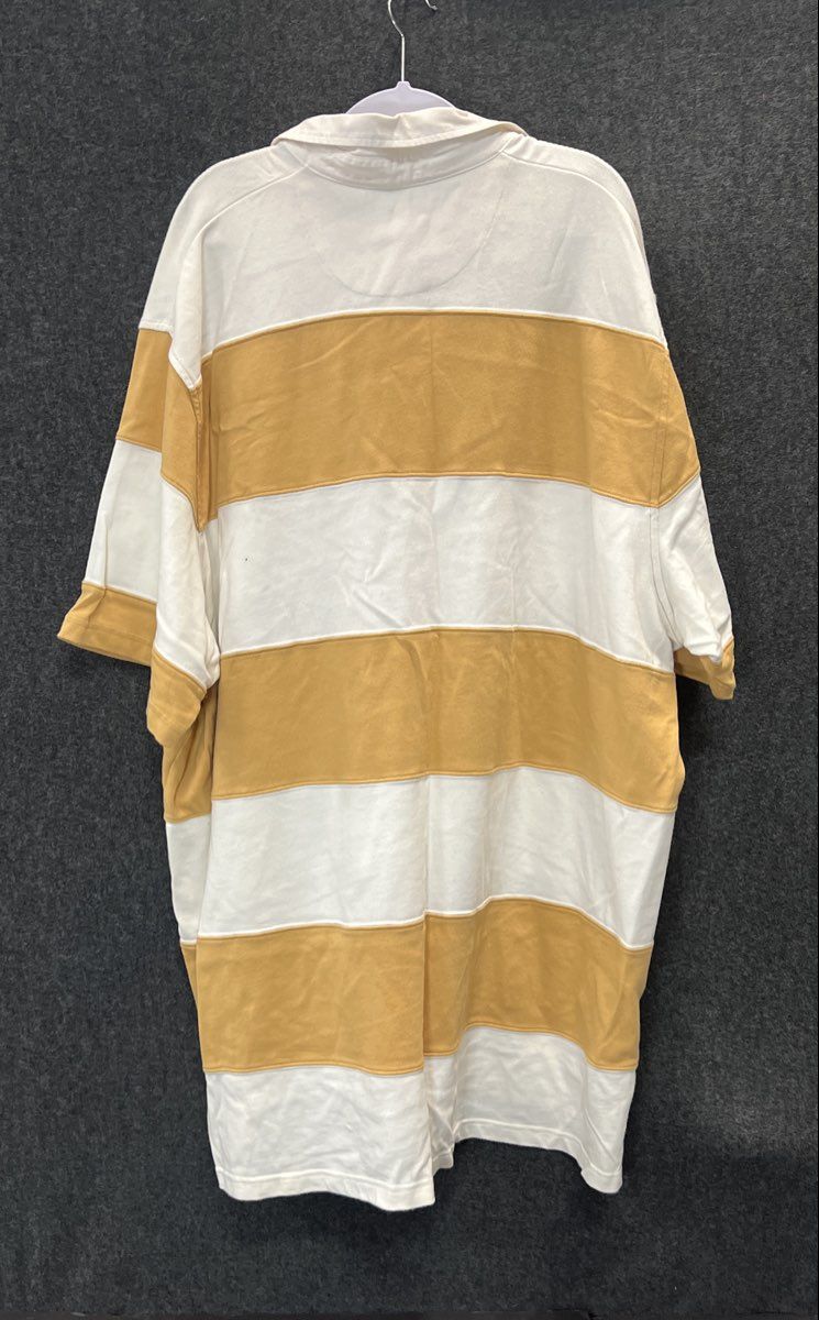 Finish Line Athletics Men's Yellow White Striped Rugby Polo Shirt Sz 5XL