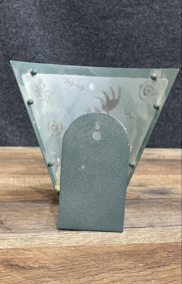 Kokopelli Southwestern Metal Votive Candle Holder Wall Sconce Green Vintage
