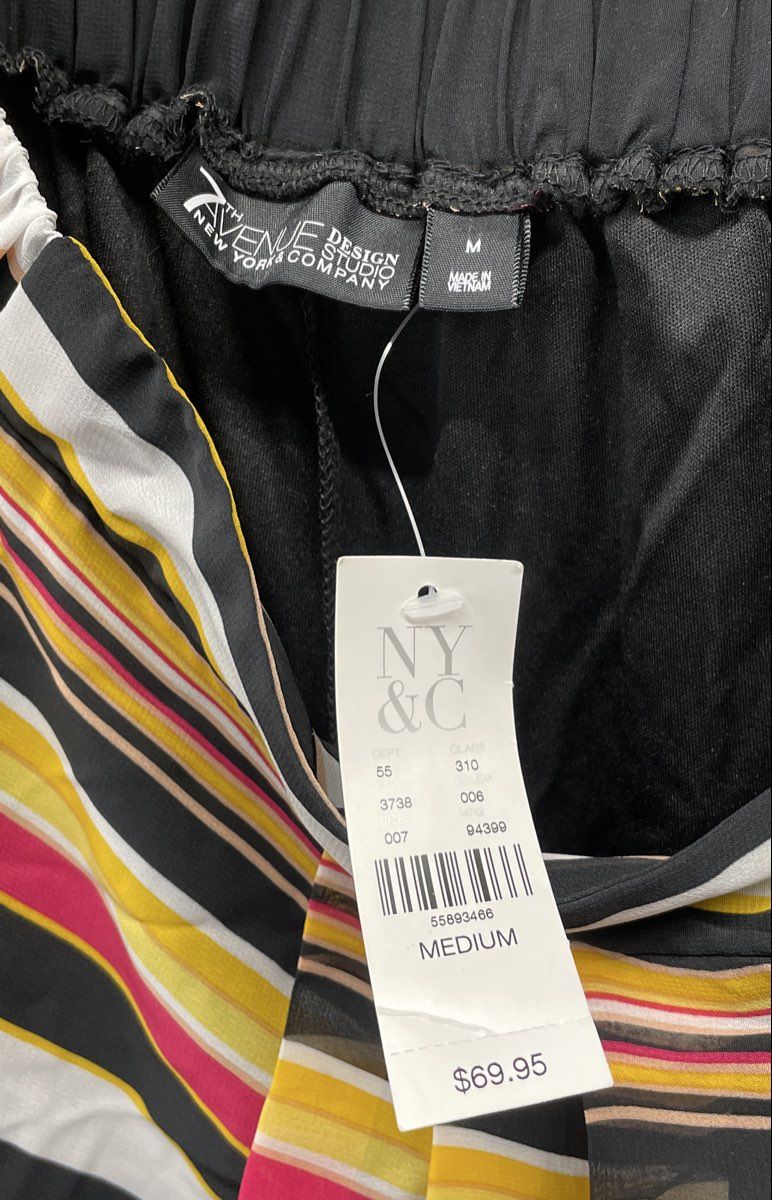NY&C 7th Avenue Women's Multicolor Stripe Stretch Palazzo Pants Sz M NWT